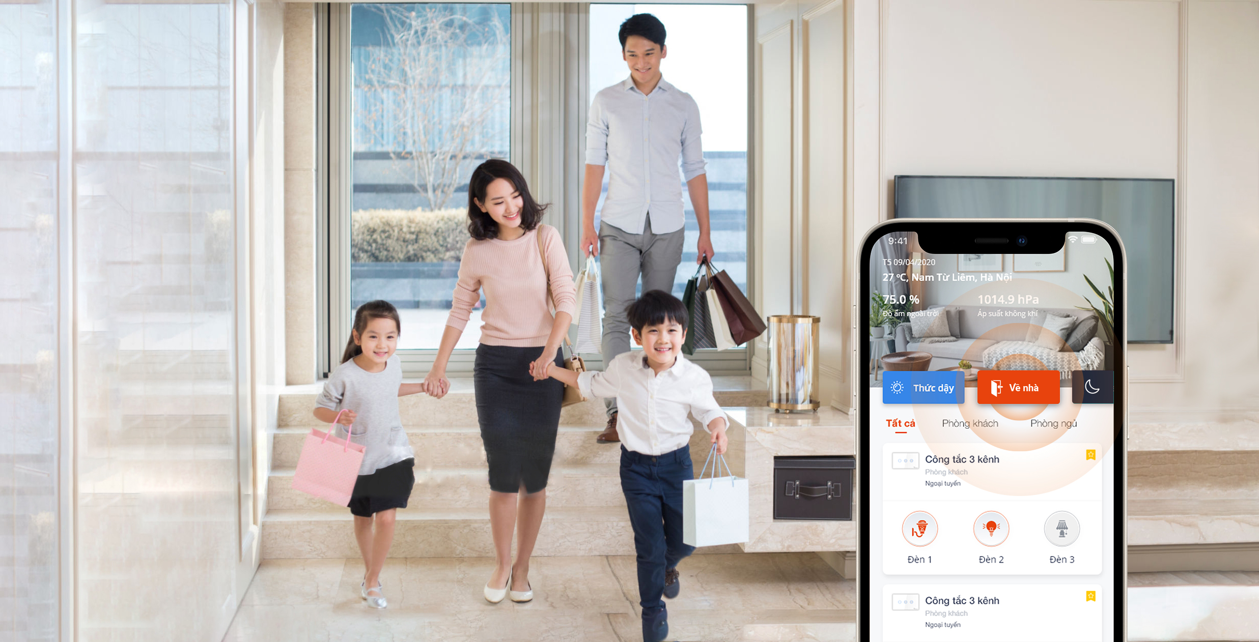 Công tắc thông minh Vconnex - sống tiện nghi an nhàn cho 3 thế hệ